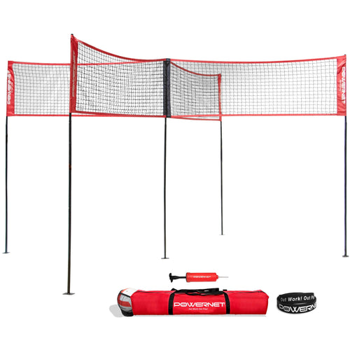 PowerNet Four Square Volleyball Net 4-Sided Outdoor Volleyball Net for Backyard Games Park or Beach Volleyball Training Equipment (Four Square Net)