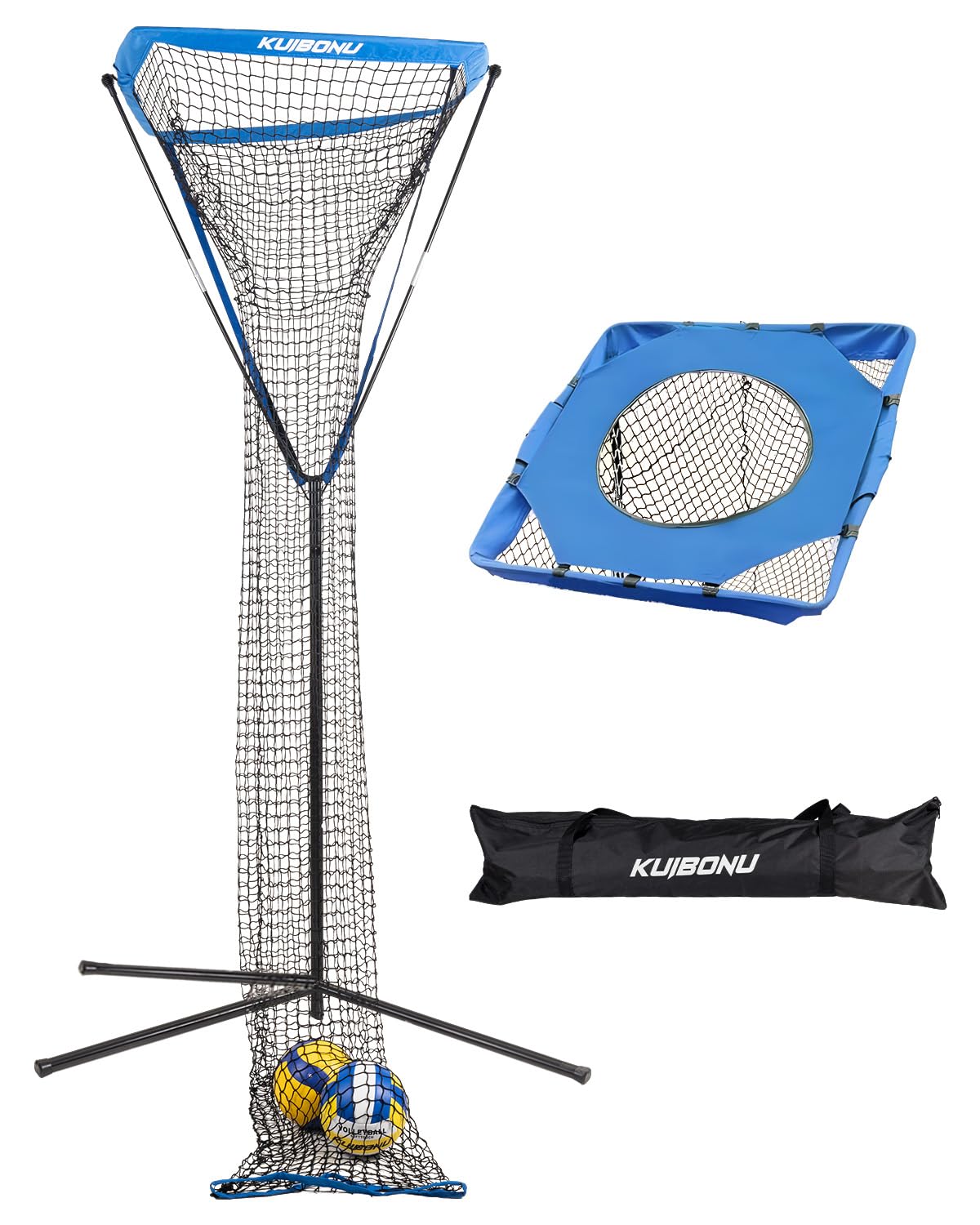 KuiBonu Volleyball Setter Trainer Net - Adjustable Height Volleyball Target Net | Volleyball Rebounder with Sturdy Steel Base | Perfect for Serving Spiking and Setting Training